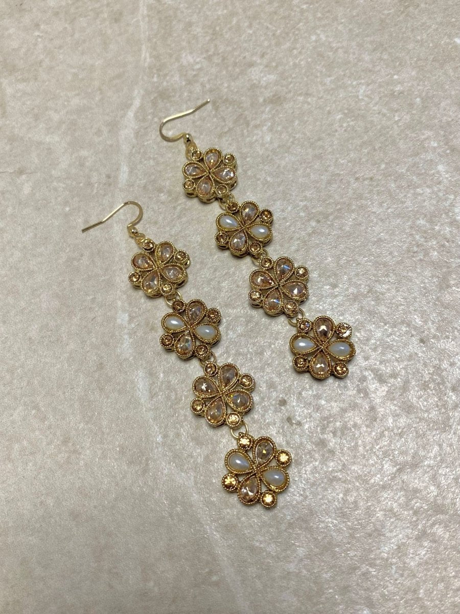 SLIGHTLY IMPERFECT: Long Antique Gold Drop Earrings - Golden - SOKORA JEWELSSLIGHTLY IMPERFECT: Long Antique Gold Drop Earrings - Golden