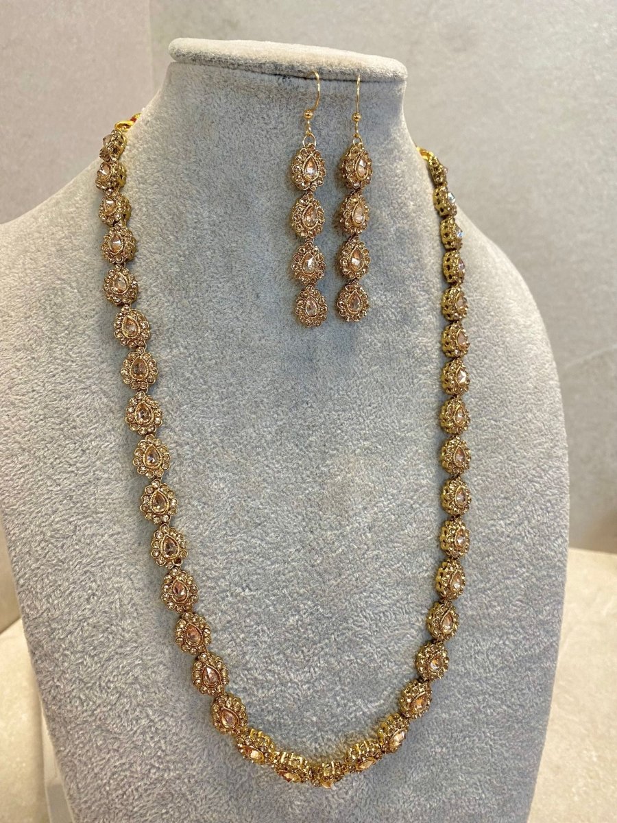 SLIGHTLY IMPERFECT: Long Necklace Set - Golden - SOKORA JEWELSSLIGHTLY IMPERFECT: Long Necklace Set - GoldenNECKLACE SETS