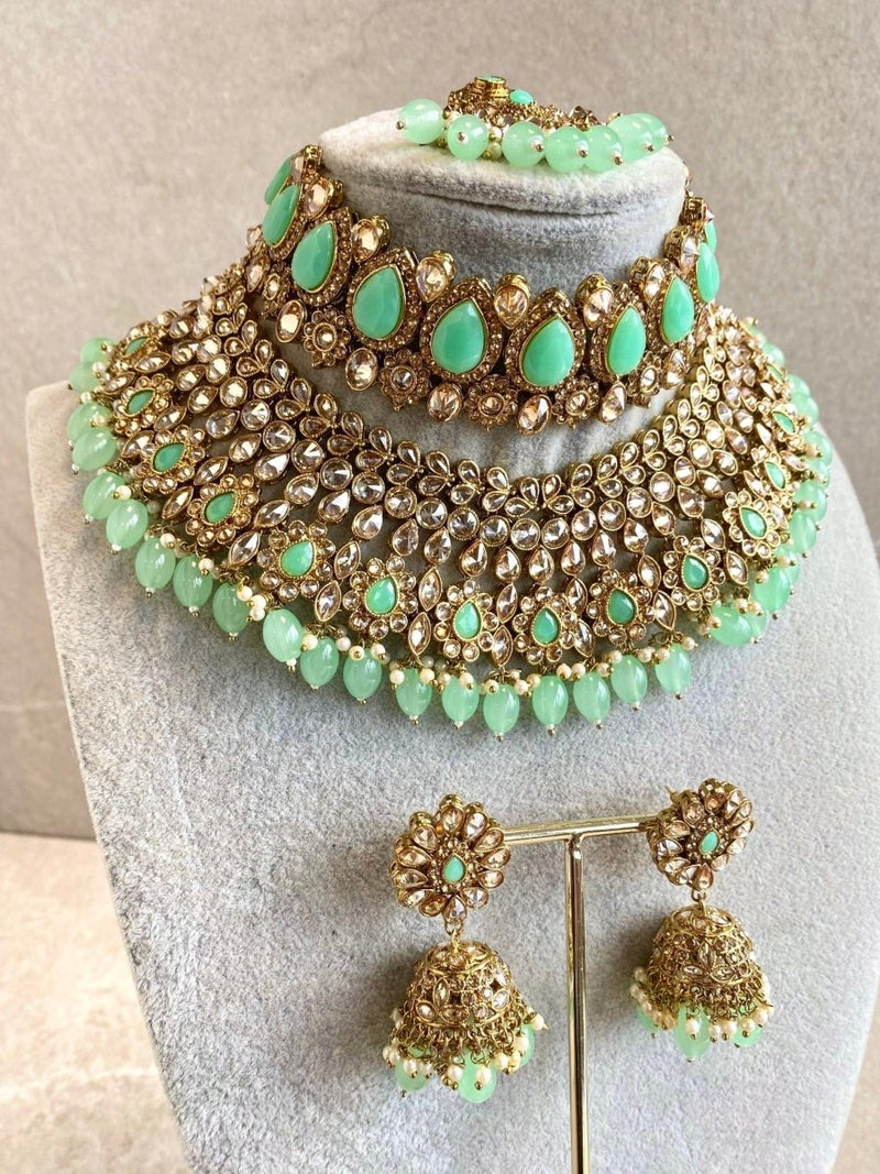 Slightly Imperfect : Lucie Bridal Necklace Set - Mint - SOKORA JEWELSSlightly Imperfect : Lucie Bridal Necklace Set - Mint