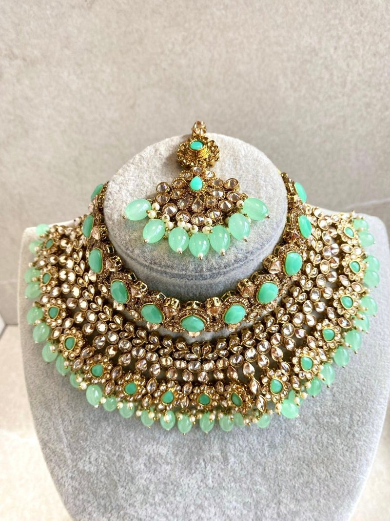 Slightly Imperfect : Lucie Bridal Necklace Set - Mint - SOKORA JEWELSSlightly Imperfect : Lucie Bridal Necklace Set - Mint
