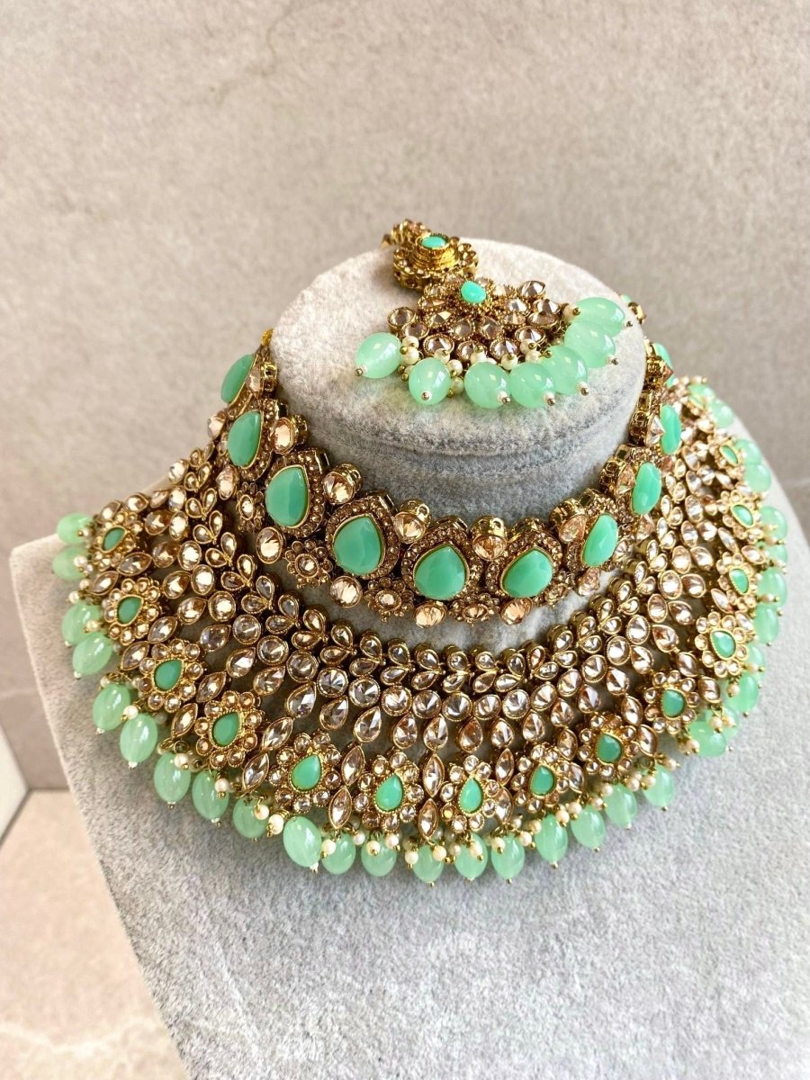 Slightly Imperfect : Lucie Bridal Necklace Set - Mint - SOKORA JEWELSSlightly Imperfect : Lucie Bridal Necklace Set - Mint