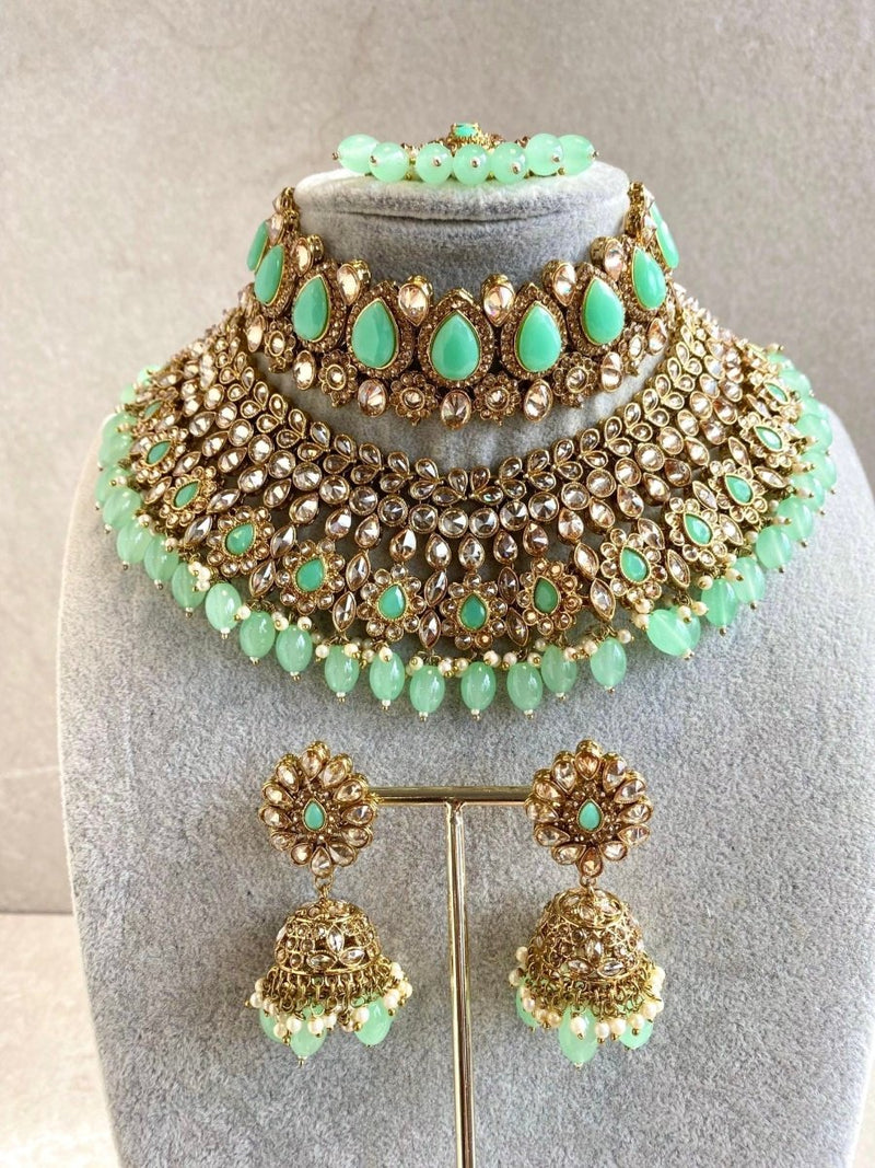 Slightly Imperfect : Lucie Bridal Necklace Set - Mint - SOKORA JEWELSSlightly Imperfect : Lucie Bridal Necklace Set - Mint