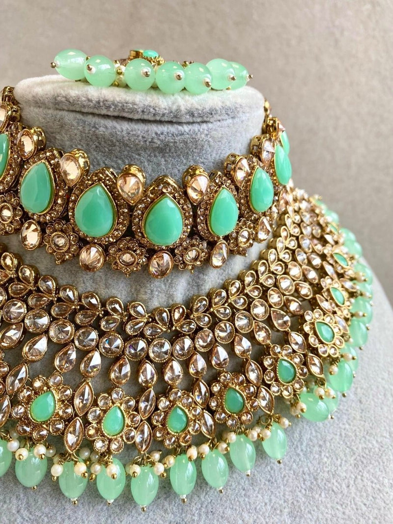 Slightly Imperfect : Lucie Bridal Necklace Set - Mint - SOKORA JEWELSSlightly Imperfect : Lucie Bridal Necklace Set - Mint