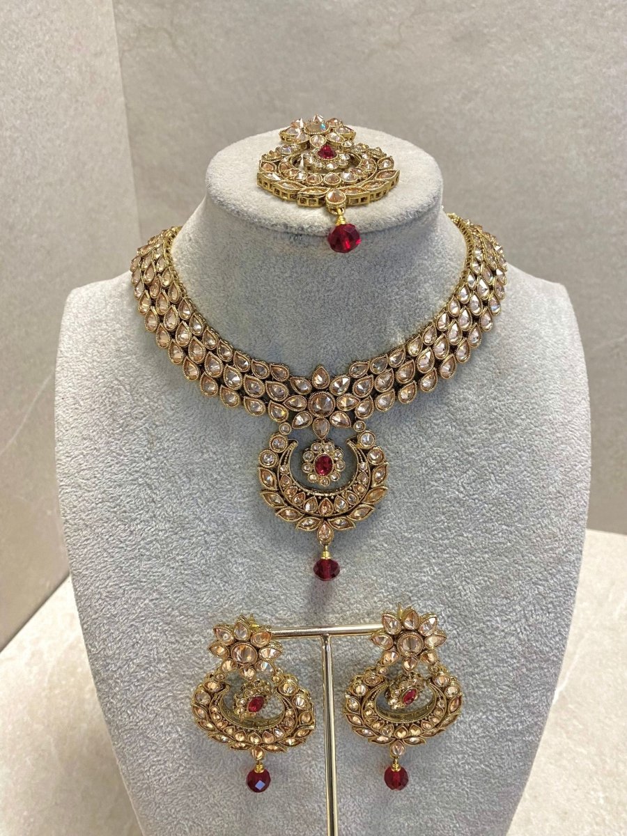 SLIGHTLY IMPERFECT: Maroon Necklace Set - SOKORA JEWELSSLIGHTLY IMPERFECT: Maroon Necklace Setcustom