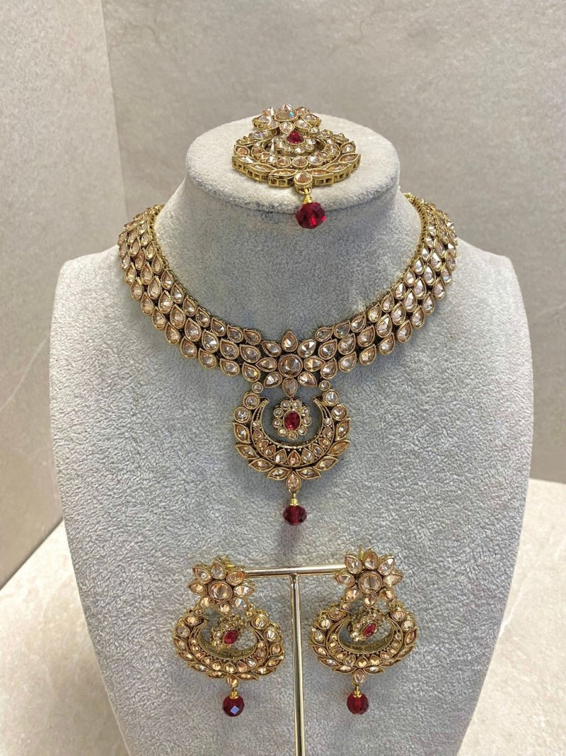 SLIGHTLY IMPERFECT: Maroon Necklace Set - SOKORA JEWELSSLIGHTLY IMPERFECT: Maroon Necklace Setcustom