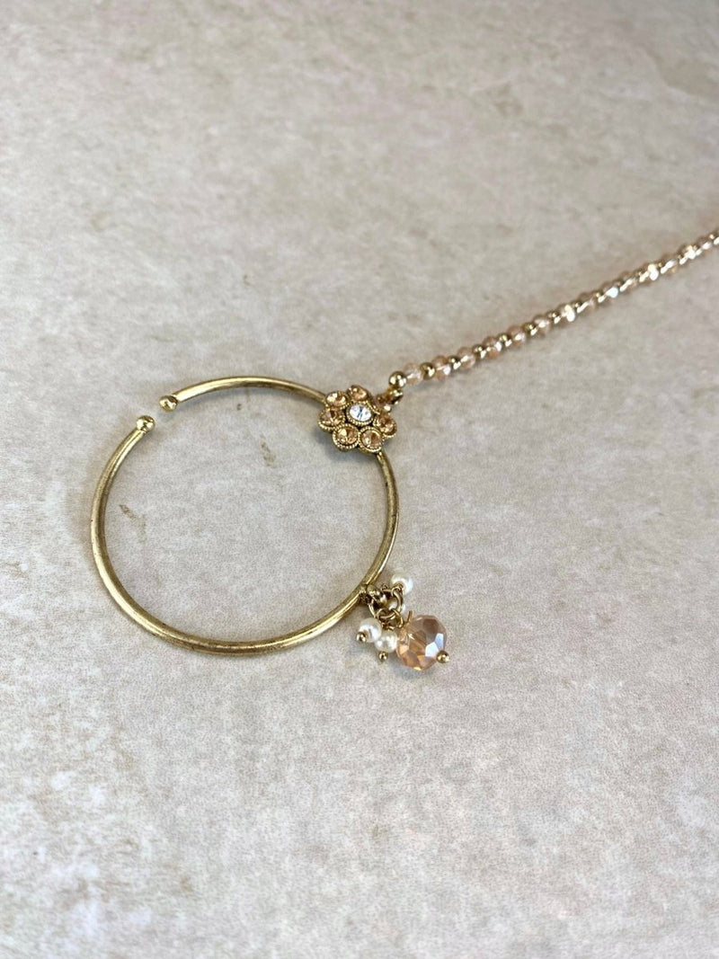 SLIGHTLY IMPERFECT: Medium Antique Gold Nose Ring - Slide Type - Champagne/Clear - SOKORA JEWELSSLIGHTLY IMPERFECT: Medium Antique Gold Nose Ring - Slide Type - Champagne/Clear