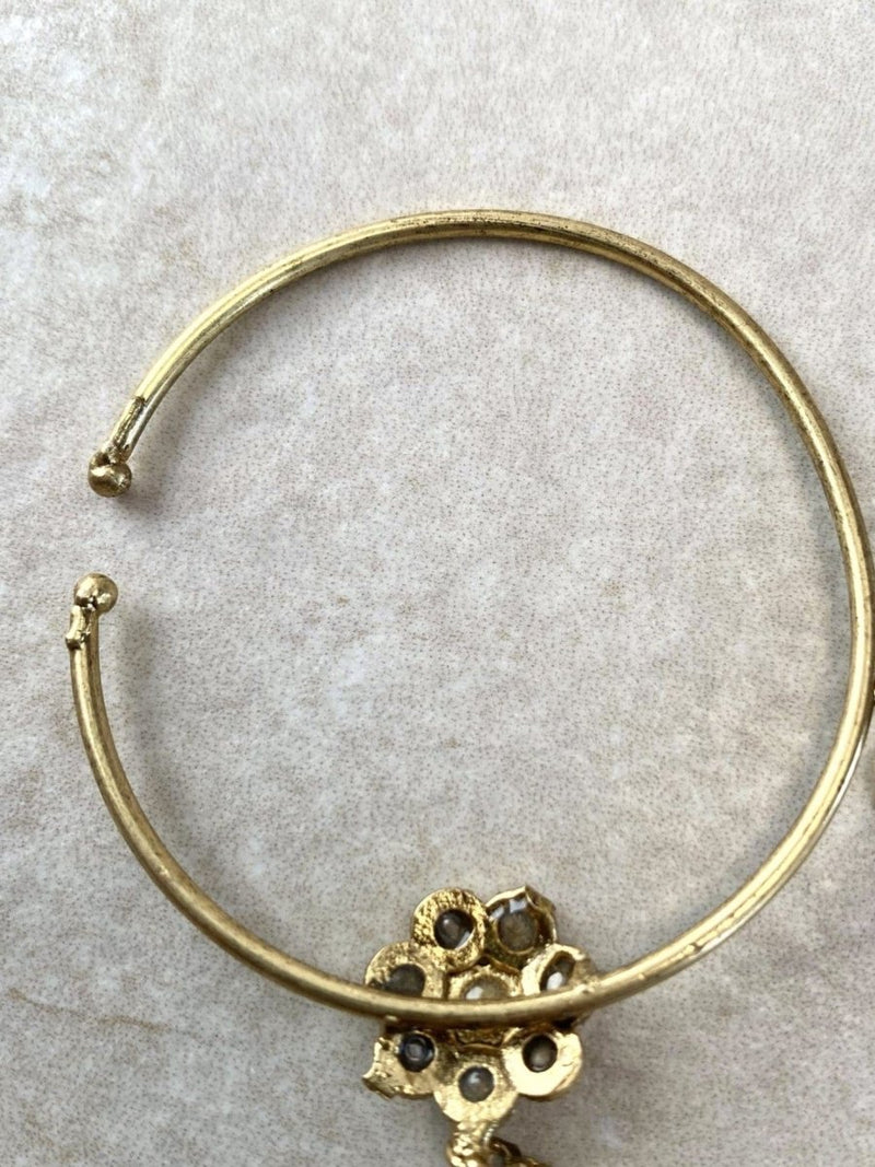 SLIGHTLY IMPERFECT: Medium Antique Gold Nose Ring - Slide Type - Champagne/Clear - SOKORA JEWELSSLIGHTLY IMPERFECT: Medium Antique Gold Nose Ring - Slide Type - Champagne/Clear