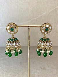 SLIGHTLY IMPERFECT: Mirror Jhumka Earring & Tikka set - 6 Colours - SOKORA JEWELSSLIGHTLY IMPERFECT: Mirror Jhumka Earring & Tikka set - 6 Colours