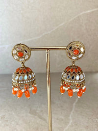 SLIGHTLY IMPERFECT: Mirror Jhumka Earring & Tikka set - 6 Colours - SOKORA JEWELSSLIGHTLY IMPERFECT: Mirror Jhumka Earring & Tikka set - 6 Colours