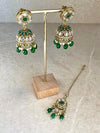 SLIGHTLY IMPERFECT: Mirror Jhumka Earring & Tikka set - 6 Colours - SOKORA JEWELSSLIGHTLY IMPERFECT: Mirror Jhumka Earring & Tikka set - 6 Colours