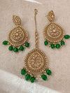 SLIGHTLY IMPERFECT: Mukta Earring & Tikka set - Green - SOKORA JEWELSSLIGHTLY IMPERFECT: Mukta Earring & Tikka set - Green