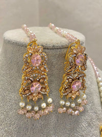 SLIGHTLY IMPERFECT: Pearly Mala & Earrings Set - Pink - SOKORA JEWELSSLIGHTLY IMPERFECT: Pearly Mala & Earrings Set - Pink