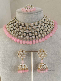 SLIGHTLY IMPERFECT: Pink & Clear Necklace Set - SOKORA JEWELSSLIGHTLY IMPERFECT: Pink & Clear Necklace Set