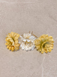 (Slightly Imperfect) Set of 3 Flower Hair Pieces - 2 Colours - SOKORA JEWELS(Slightly Imperfect) Set of 3 Flower Hair Pieces - 2 Colours