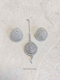 SLIGHTLY IMPERFECT: Silver Earring & Tikka Set - SOKORA JEWELSSLIGHTLY IMPERFECT: Silver Earring & Tikka Set