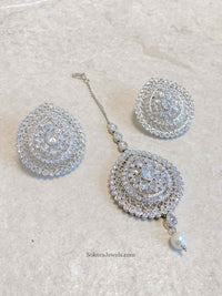 SLIGHTLY IMPERFECT: Silver Earring & Tikka Set - SOKORA JEWELSSLIGHTLY IMPERFECT: Silver Earring & Tikka Set