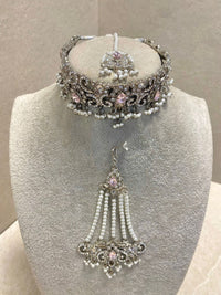 SLIGHTLY IMPERFECT: Silver Necklace Set - Pink - SOKORA JEWELSSLIGHTLY IMPERFECT: Silver Necklace Set - Pink