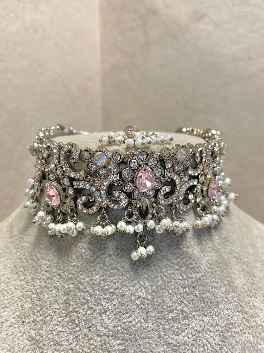 SLIGHTLY IMPERFECT: Silver Necklace Set - Pink - SOKORA JEWELSSLIGHTLY IMPERFECT: Silver Necklace Set - Pink