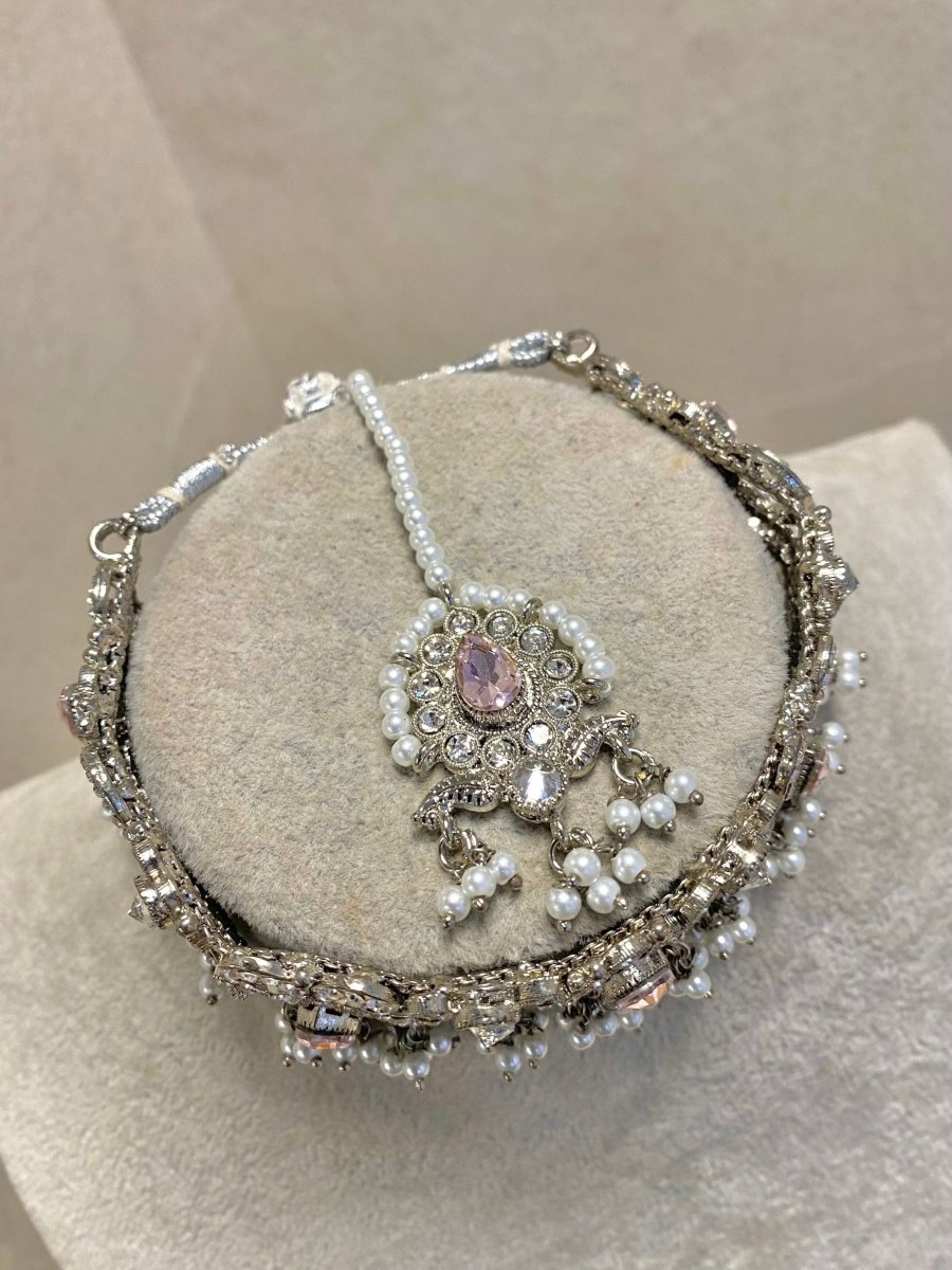 SLIGHTLY IMPERFECT: Silver Necklace Set - Pink - SOKORA JEWELSSLIGHTLY IMPERFECT: Silver Necklace Set - Pink