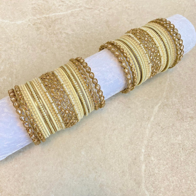 (Slightly less than perfect) 2.10 Clearance Luxury Crystal Bangle Set - Cream - SOKORA JEWELS(Slightly less than perfect) 2.10 Clearance Luxury Crystal Bangle Set - CreamBANGLES