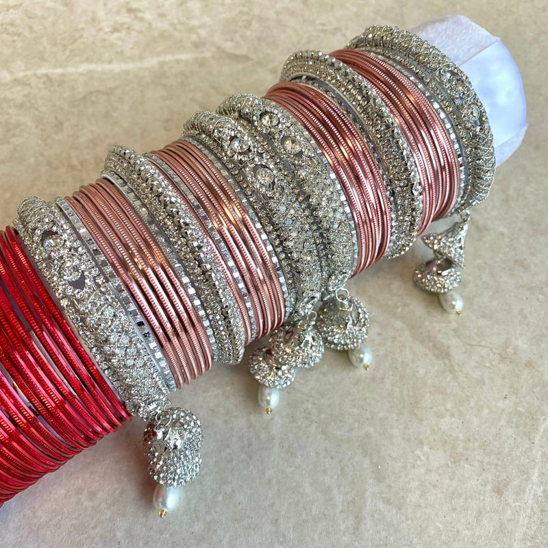 (Slightly less than perfect) 2.10 Clearance Silver Jhumka Bangle Set with Extra Colours - SOKORA JEWELS(Slightly less than perfect) 2.10 Clearance Silver Jhumka Bangle Set with Extra ColoursBANGLES