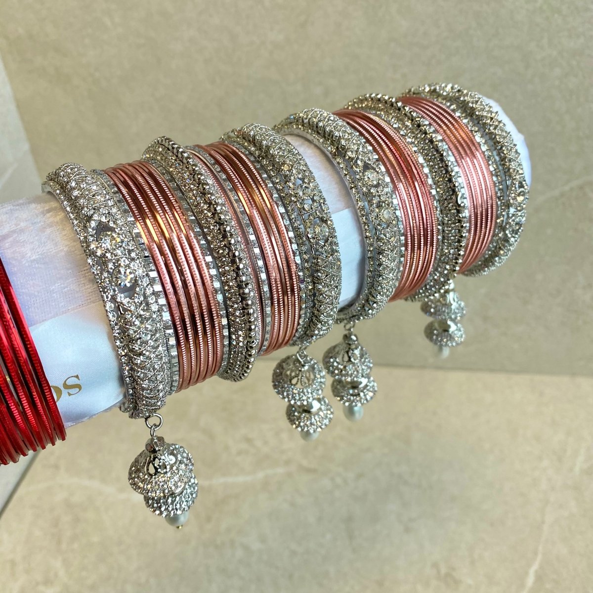 (Slightly less than perfect) 2.10 Clearance Silver Jhumka Bangle Set with Extra Colours - SOKORA JEWELS(Slightly less than perfect) 2.10 Clearance Silver Jhumka Bangle Set with Extra ColoursBANGLES