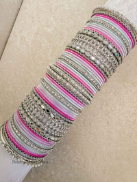 (Slightly less than perfect) 2.4 Silver and Pastels bangle set - SOKORA JEWELS(Slightly less than perfect) 2.4 Silver and Pastels bangle setBANGLES