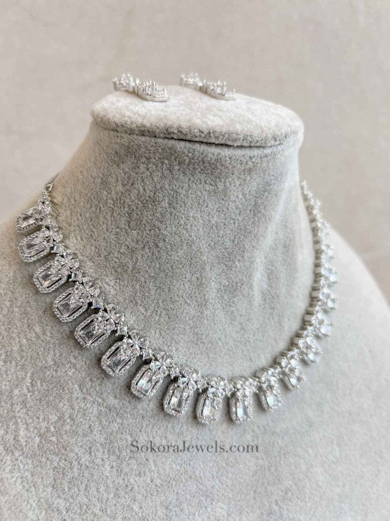 Slim American Diamond sets - SOKORA JEWELSSlim American Diamond setsNECKLACE SETS