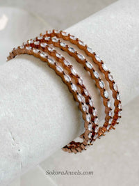 Slim Rose Gold Zircon Bangles - SOKORA JEWELSSlim Rose Gold Zircon BanglesBANGLES