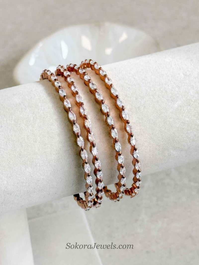 Slim Rose Gold Zircon Bangles - SOKORA JEWELSSlim Rose Gold Zircon BanglesBANGLES