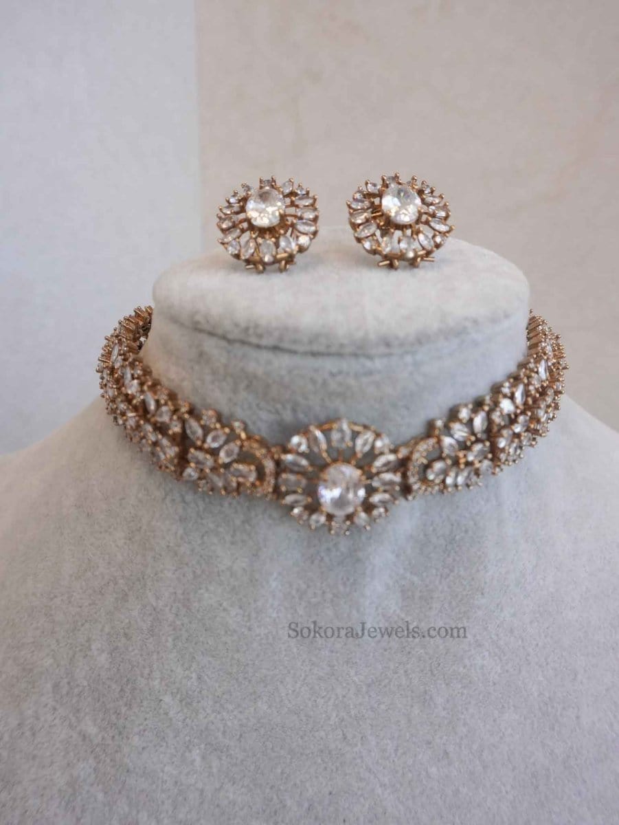 Small Antique Diamante Choker Set - SOKORA JEWELSSmall Antique Diamante Choker SetNECKLACE SETS