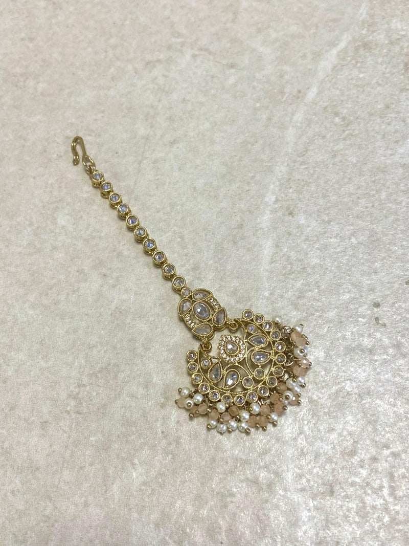 Small Antique Gold Tikka - Peach - SOKORA JEWELSSmall Antique Gold Tikka - Peach