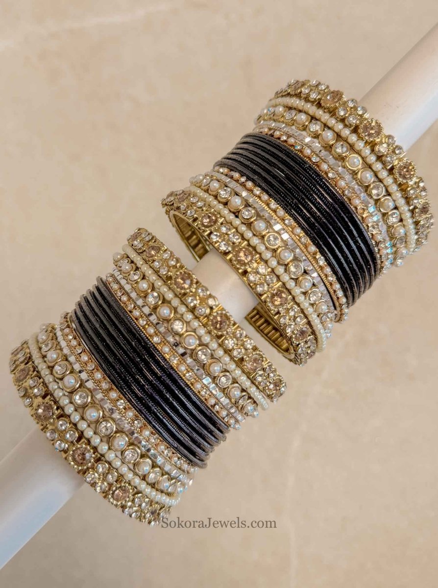 Small Bejewelled Bangle Set - 10 Colour Options - SOKORA JEWELSSmall Bejewelled Bangle Set - 10 Colour OptionsBANGLES