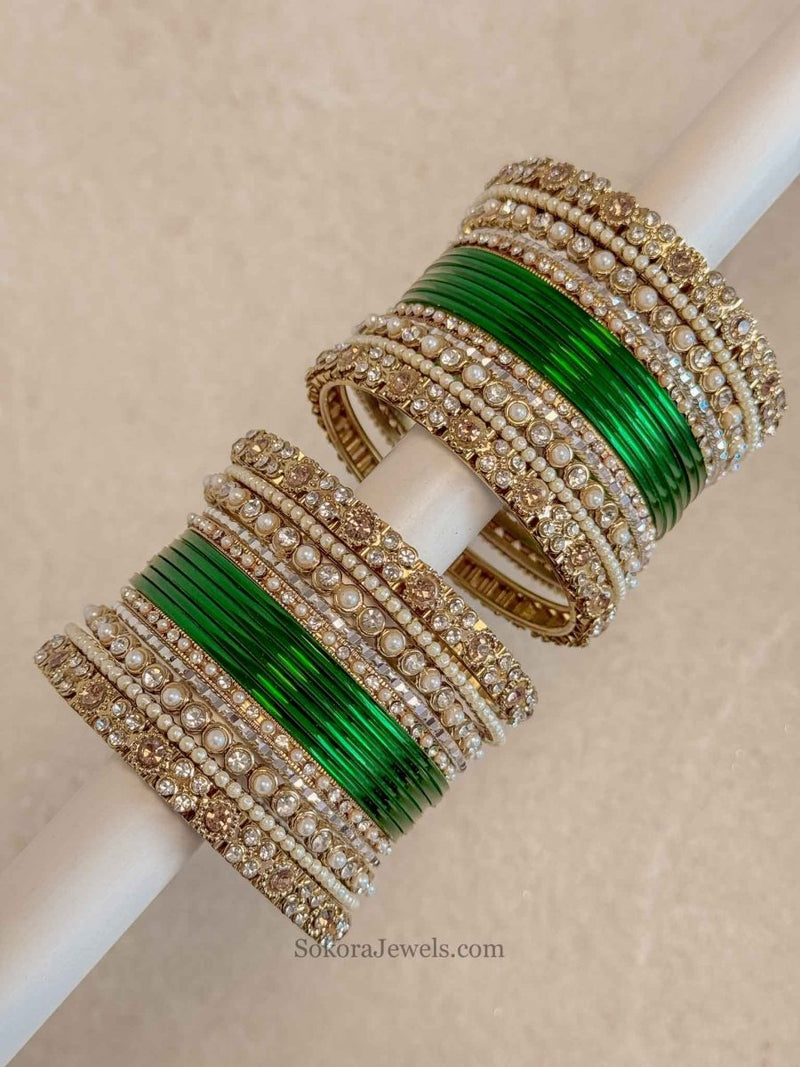 Small Bejewelled Bangle Set - 10 Colour Options - SOKORA JEWELSSmall Bejewelled Bangle Set - 10 Colour OptionsBANGLES