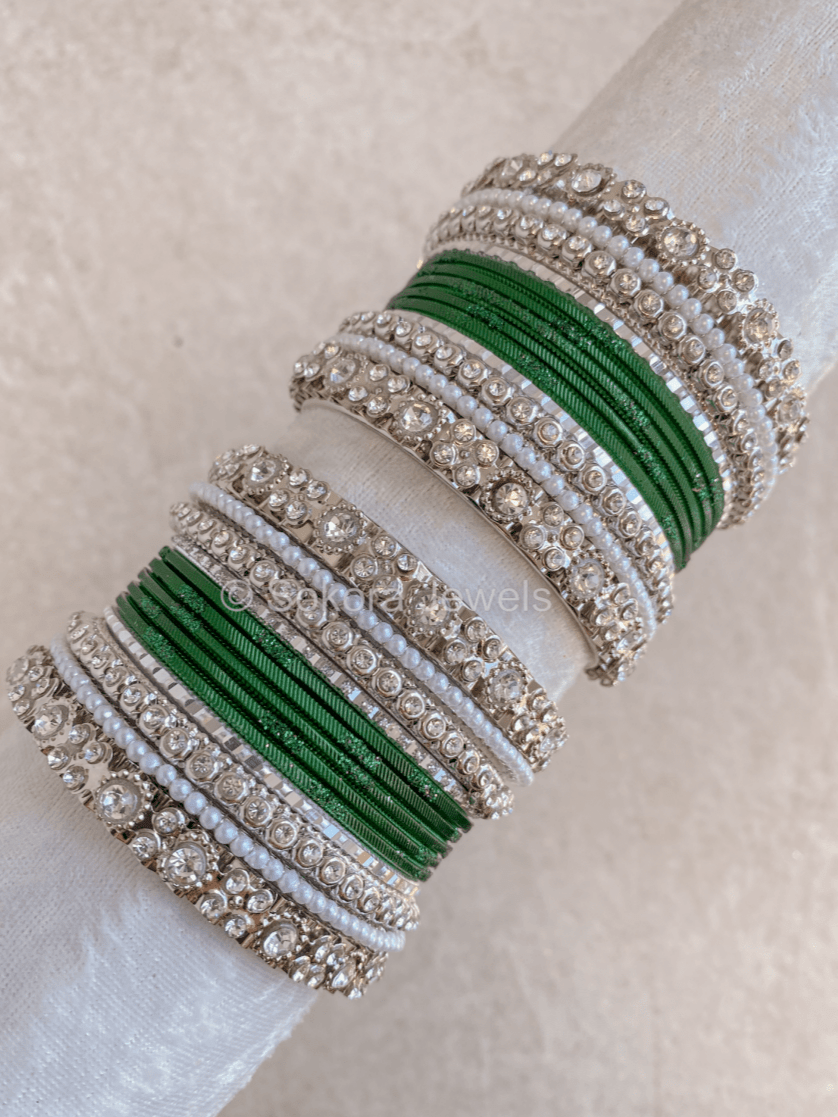 Small Bejewelled Bangle Set - 8 Colour Options - SOKORA JEWELSSmall Bejewelled Bangle Set - 8 Colour OptionsBANGLES
