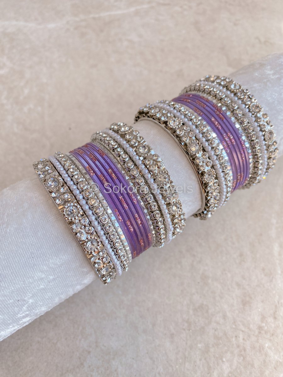 Small Bejewelled Bangle Set - Lilac - SOKORA JEWELSSmall Bejewelled Bangle Set - LilacBANGLES