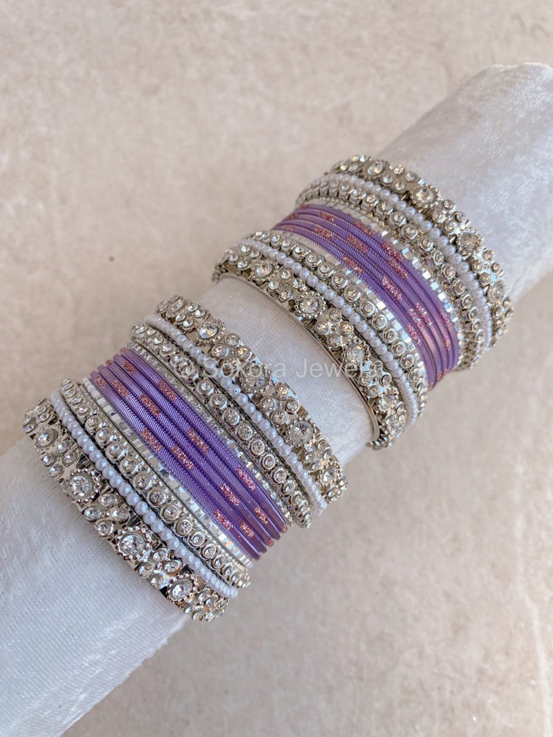 Small Bejewelled Bangle Set - Lilac - SOKORA JEWELSSmall Bejewelled Bangle Set - LilacBANGLES