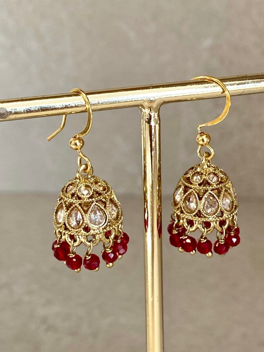 Small Crystal Jhumkas - 2 Colours - SOKORA JEWELSSmall Crystal Jhumkas - 2 Colours