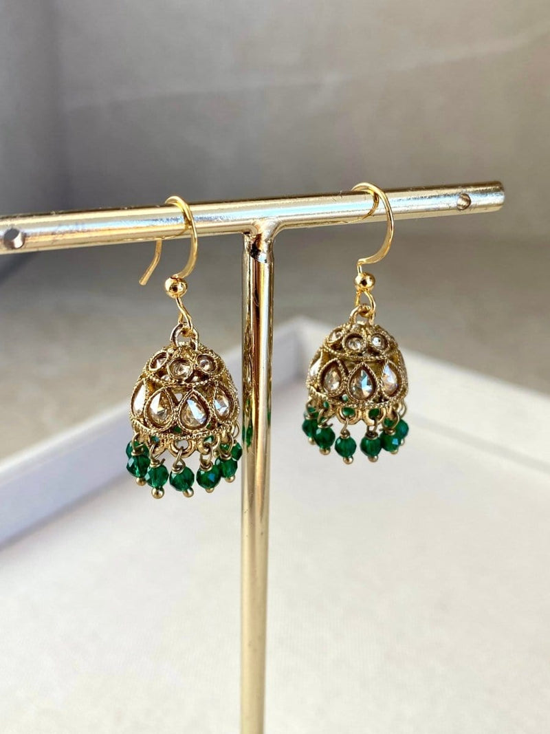 Small Crystal Jhumkas - 2 Colours - SOKORA JEWELSSmall Crystal Jhumkas - 2 Colours