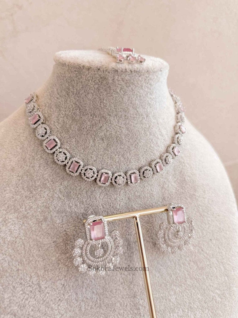 Small Diamante Set with Chandbali Earrings - SOKORA JEWELSSmall Diamante Set with Chandbali EarringsNECKLACE SETS