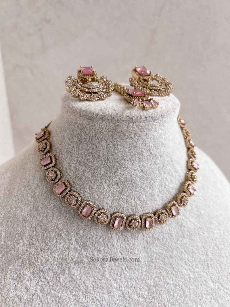 Small Diamante Set with Chandbali Earrings - SOKORA JEWELSSmall Diamante Set with Chandbali EarringsNECKLACE SETS