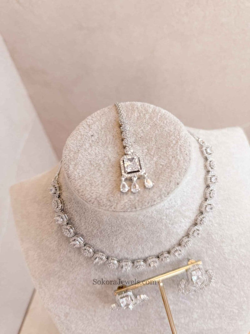Small Diamante Set with Chandbali Earrings - SOKORA JEWELSSmall Diamante Set with Chandbali EarringsNECKLACE SETS