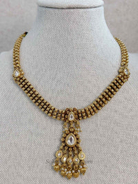 Small Drop Pendant Necklace & Earring Set - Indian Wedding Guest Jewellery - SOKORA JEWELSSmall Drop Pendant Necklace & Earring Set - Indian Wedding Guest Jewellery