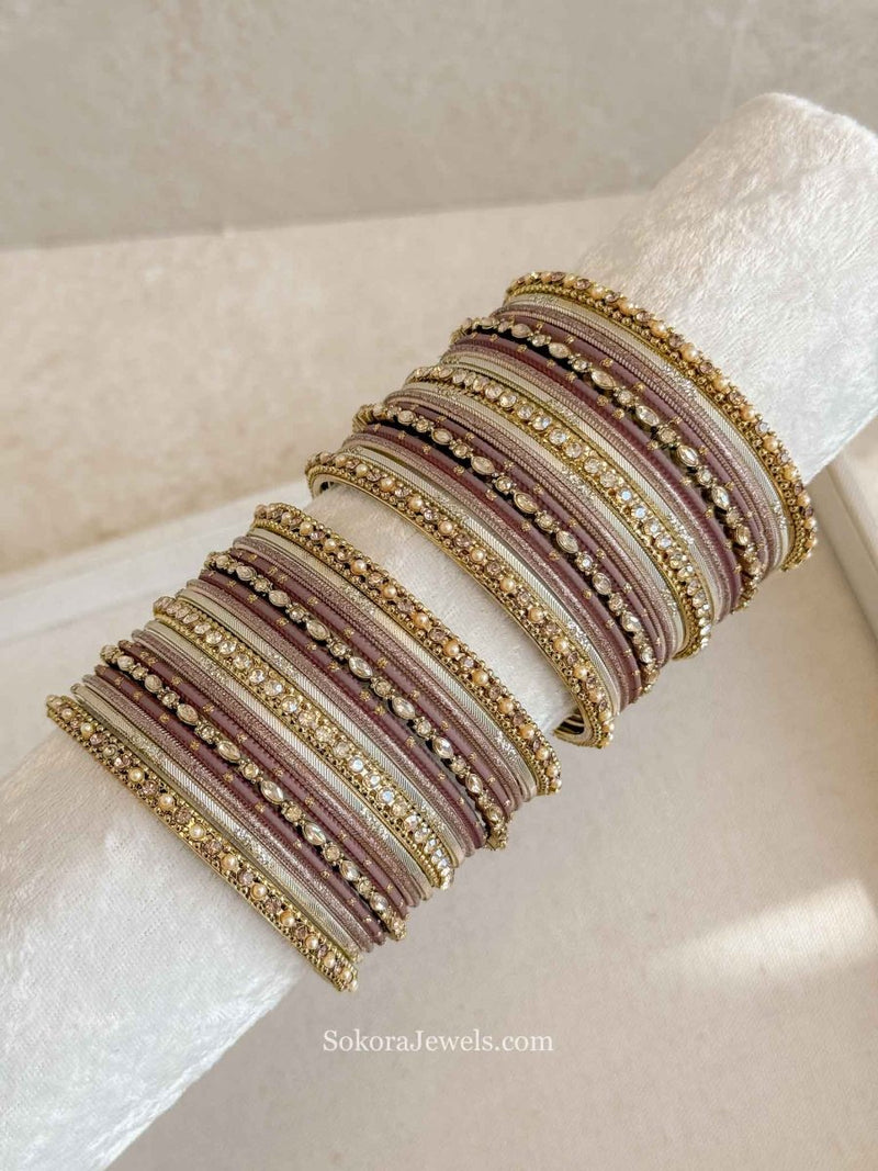 Small Dusky Multishade Bangle set - Browns - SOKORA JEWELSSmall Dusky Multishade Bangle set - BrownsBANGLES