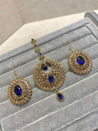 Small Earring and Tikka set - Navy - SOKORA JEWELSSmall Earring and Tikka set - Navy