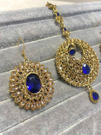 Small Earring and Tikka set - Navy - SOKORA JEWELSSmall Earring and Tikka set - Navy