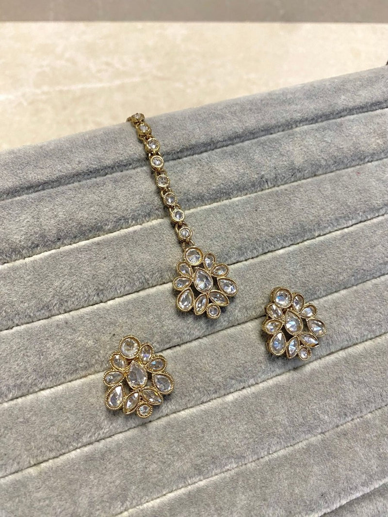 Small Earring & Tikka set - Clear - SOKORA JEWELSSmall Earring & Tikka set - Clear