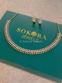 Small Elegant Diamante Set - Gold/Clear - SOKORA JEWELSSmall Elegant Diamante Set - Gold/ClearNECKLACE SETS