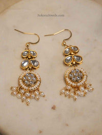 Small Faux Kundan Pearl Drop Earrings - SOKORA JEWELSSmall Faux Kundan Pearl Drop Earrings