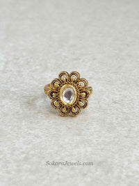 Small Floral Kundan Ring - SOKORA JEWELSSmall Floral Kundan RingRING